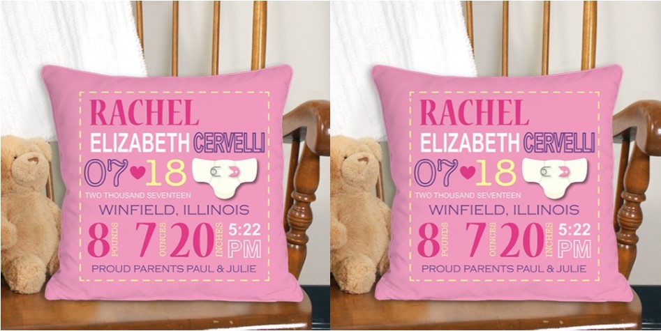 birth announcement pillow, giraffe monogram personalized throw pillow